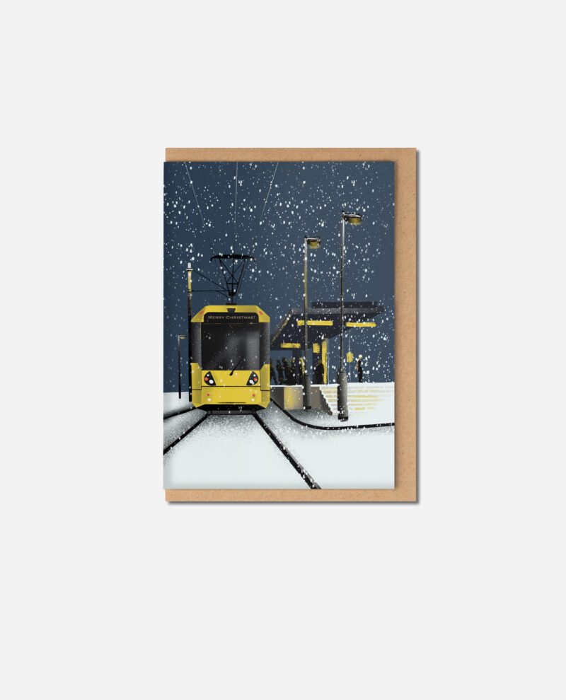 Christmas Tram Greeting Card