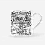 University of Manchester bicentenary mug showing detailed pen and ink design with portraits of Alan Turing and Christabel Pankhurst