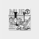 Manchester United Treble tile front view showing illustrated Premier League, FA Cup and Champions League trophies with MUF text and 1999 design